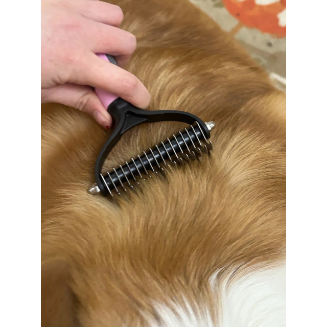Professional Pet Products Stainless Steel Pet Comb Brush TPR Deshedding Brush for Dogs and Cats Effectively Removes Loose Fur Grooming Tools,U-ME PET LUV,Professional Detangler & Pet Dematting Comb Dog & Cat Deshedding Tool