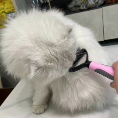 Professional Pet Products Stainless Steel Pet Comb Brush TPR Deshedding Brush for Dogs and Cats Effectively Removes Loose Fur Grooming Tools,U-ME PET LUV,Professional Detangler & Pet Dematting Comb Dog & Cat Deshedding Tool