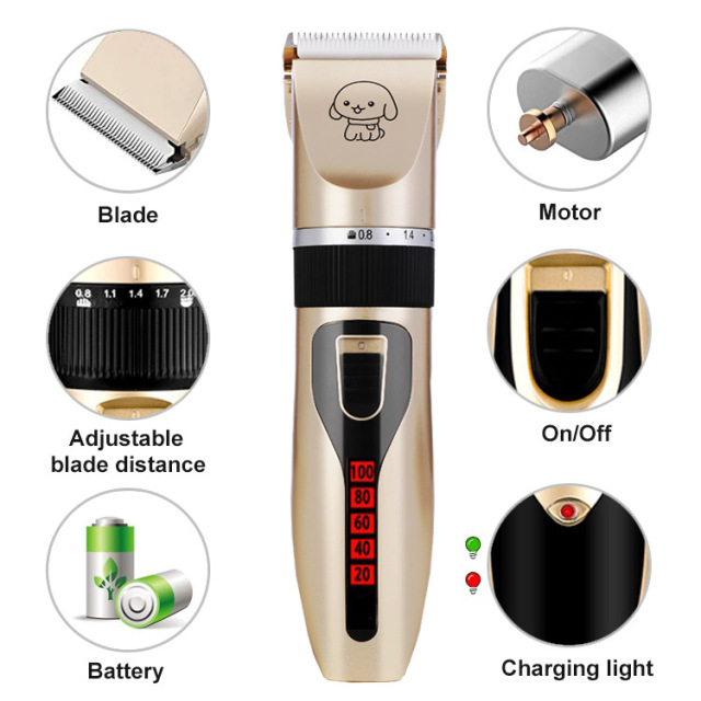Professional Cordless Pet Hair Clipper Rechargeable Grooming Trimmer for Dogs & Cats Low Noise Made of Stainless Steel & TPR,U-ME PET LUV,Professional Cordless Pet Grooming Clipper Kit - Quiet & Safe for Dogs & Cats Grooming