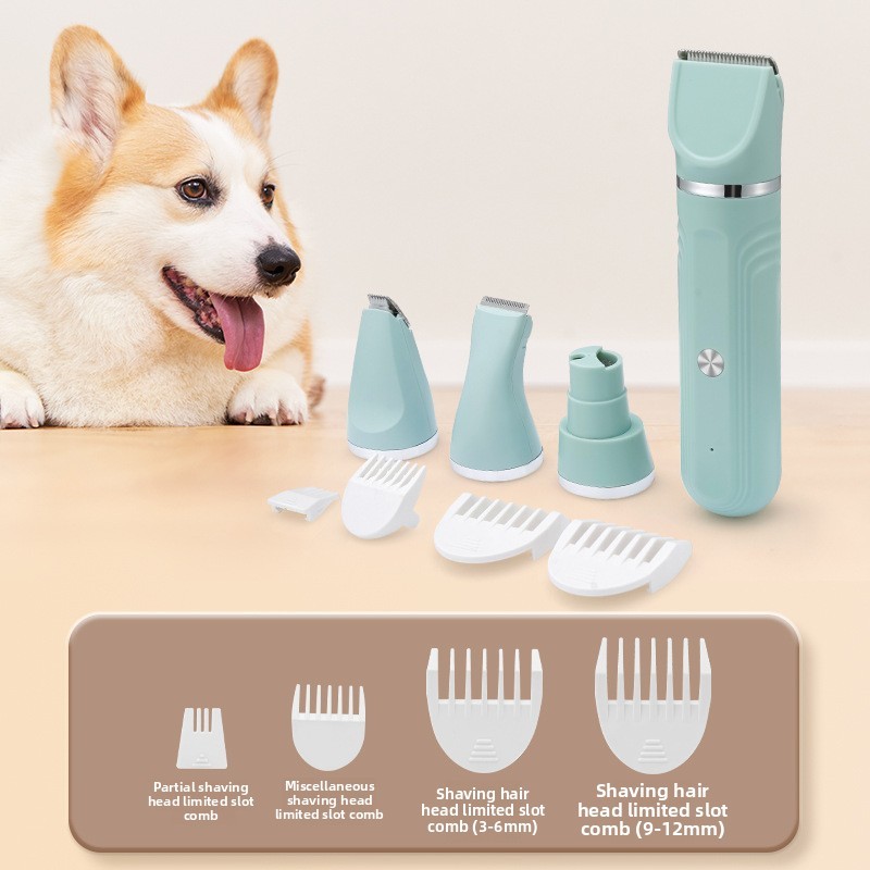 Rechargeable Cordless Pet Clipper Set - Dog & Cat Hair Trimmer with 4 Attachments for Body/Paw Grooming,U-ME PET LUV,4-in-1 Electric Paw Hair Trimmer: Universal for Cats & Dogs Grooming