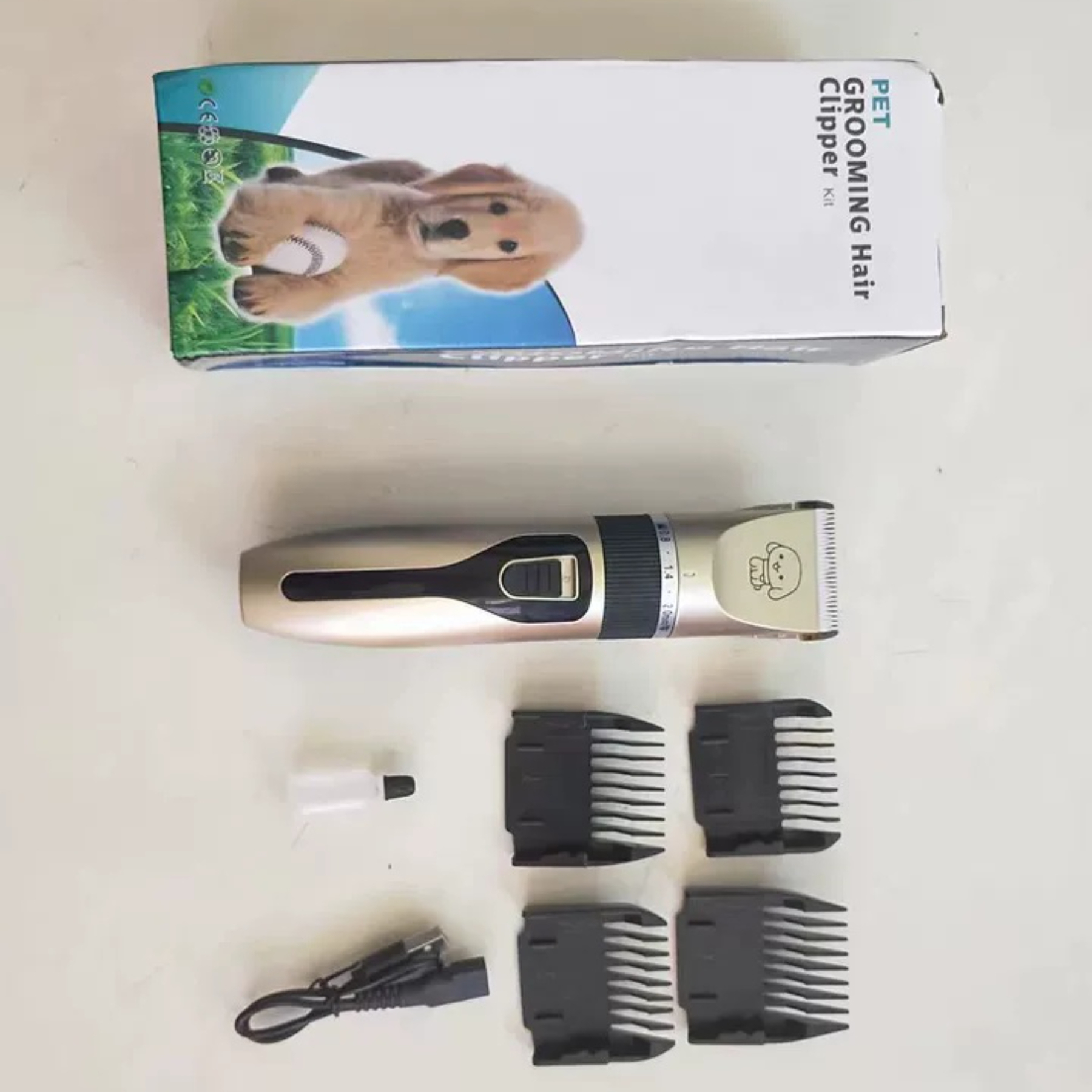 Professional Cordless Pet Hair Clipper Rechargeable Grooming Trimmer for Dogs & Cats Low Noise Made of Stainless Steel & TPR,U-ME PET LUV,Professional Cordless Pet Grooming Clipper Kit - Quiet & Safe for Dogs & Cats Grooming