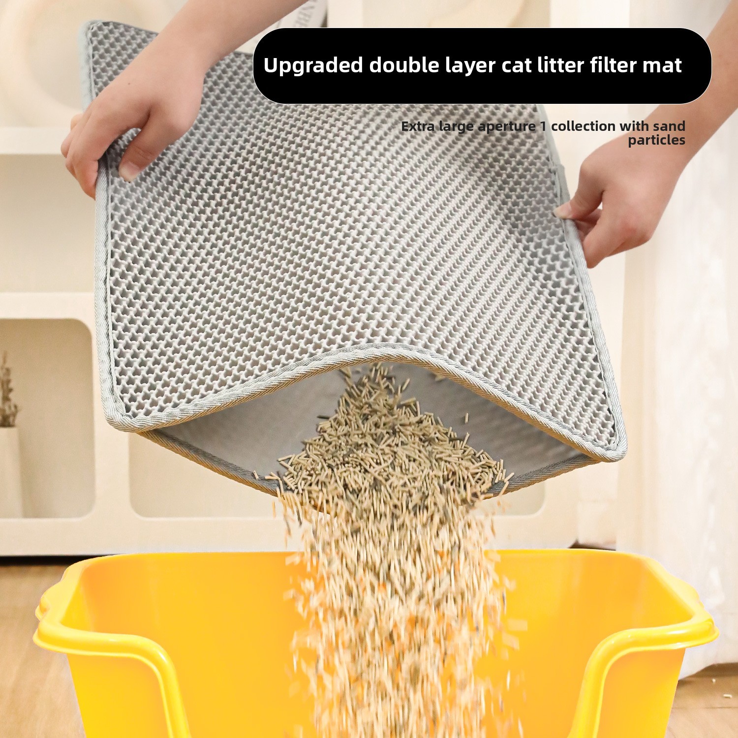 2-Layer Extra Large EVA Cat Litter Trapper Mat Washable Anti-Tracking Floor Protector,U-ME PET LUV,Breathable Rattan Cooling Pad - Summer Pet Bed for Dogs & Cats