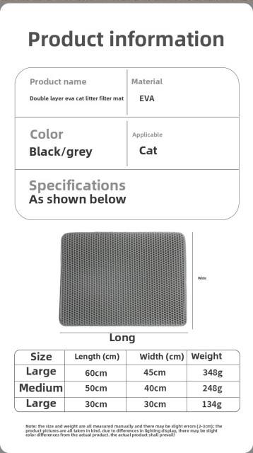 2-Layer Extra Large EVA Cat Litter Trapper Mat Washable Anti-Tracking Floor Protector,U-ME PET LUV,Breathable Rattan Cooling Pad - Summer Pet Bed for Dogs & Cats