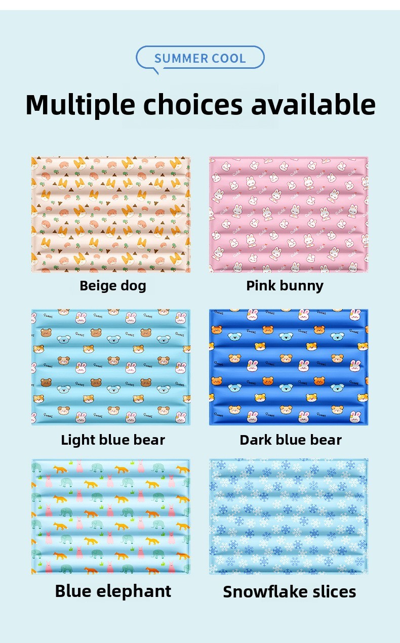 Hot-Selling Cartoon Print Summer Pet Bed Mat Waterproof Gel Cooling Pad for Dogs & Cats with Ice Technology,U-ME PET LUV,Pet Cooling Mat - Self-Cooling Gel Pad for Hot Dogs & Cats