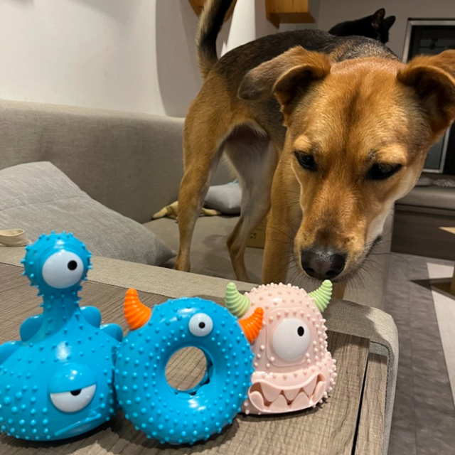 Hot Selling Squeaky Monster Series Dog Pet Toys Chew Resistant & Easy to Clean Made of TPR Material Cartoon Style,U-ME PET LUV,New Monster Squeakers: Tough, Chew-Proof & Washable TPR Dog Toys