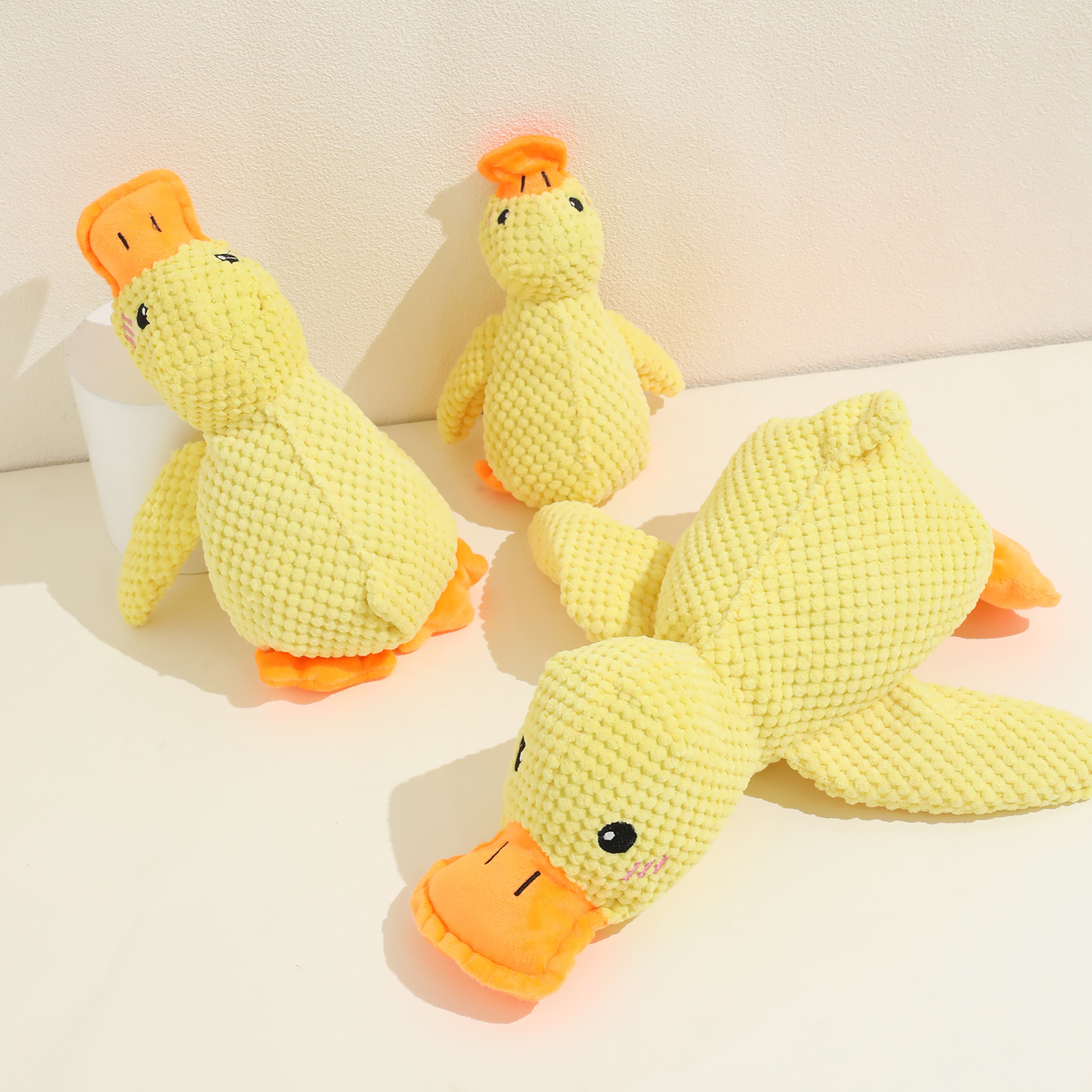 Small Medium Luxury Dogs' Chew Toy Hot-Selling Squeaky Plush Duck Durable Eco-Friendly Bedtime Companion for Daily Use,U-ME PET LUV,Squeaky Chew-Proof Duck Buddy - Plush Dog Toy for or Small & Medium & Large Dogs
