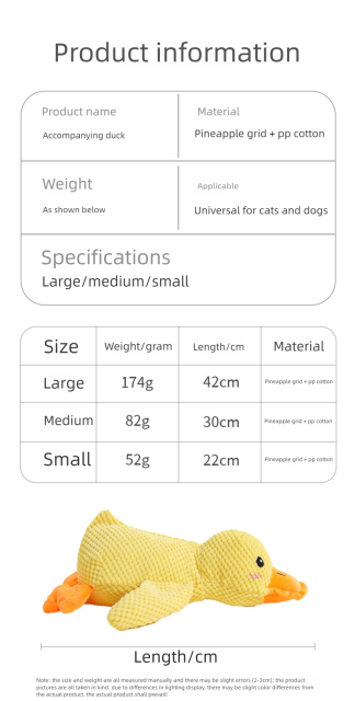 Small Medium Luxury Dogs' Chew Toy Hot-Selling Squeaky Plush Duck Durable Eco-Friendly Bedtime Companion for Daily Use,U-ME PET LUV,Squeaky Chew-Proof Duck Buddy - Plush Dog Toy for or Small & Medium & Large Dogs