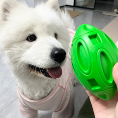Cartoon Fashion Squeaky TPR Olive Dog Chew Toy Durable Bite-Resistant Ball for Daily Use for Teething Puppies,U-ME PET LUV,TPR Squeaky Rugby Ball for Dogs - Tough Chew, Teeth Cleaning & Grinding Toy