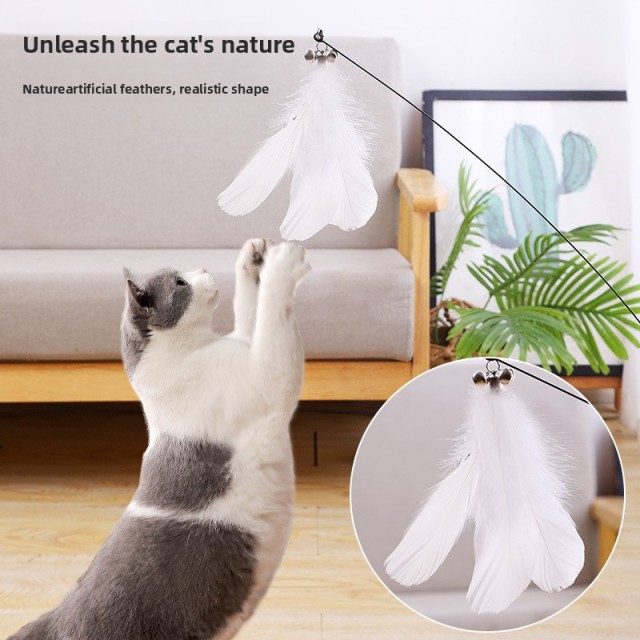 Wholesale Interactive Pet Toys PVC PP Material Cartoony Sucker Feather Stick Squeaky Sound for Cats Dogs Daily Use,U-ME PET LUV,Hands-Free Window Feather Teaser with Suction Base - Self-Entertaining Cat Toy