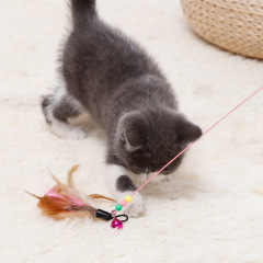 Manufacturer Direct Cat Dancing Wand - Self-Activating Bell Toy for Playtime,U-ME PET LUV,Feather Frenzy Jingle Wand - Interactive Cat Toy with Colorful Feathers & Bell