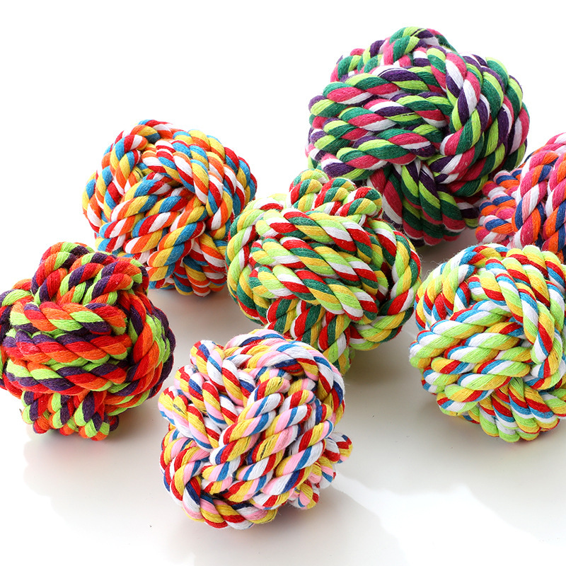 Durable Double Knot Cotton Rope Dog Chew Toy with Ball Fashionable Pet Chewing Toy for Aggressive Chewers Daily Use,U-ME PET LUV,Dog Rope Knot Chew Ball – Pull-Style Dual-Knot Cotton Toy