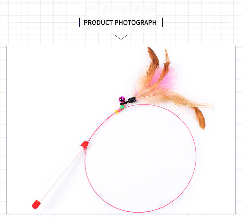 Manufacturer Direct Cat Dancing Wand - Self-Activating Bell Toy for Playtime,U-ME PET LUV,Feather Frenzy Jingle Wand - Interactive Cat Toy with Colorful Feathers & Bell