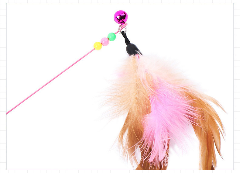 Manufacturer Direct Cat Dancing Wand - Self-Activating Bell Toy for Playtime,U-ME PET LUV,Feather Frenzy Jingle Wand - Interactive Cat Toy with Colorful Feathers & Bell