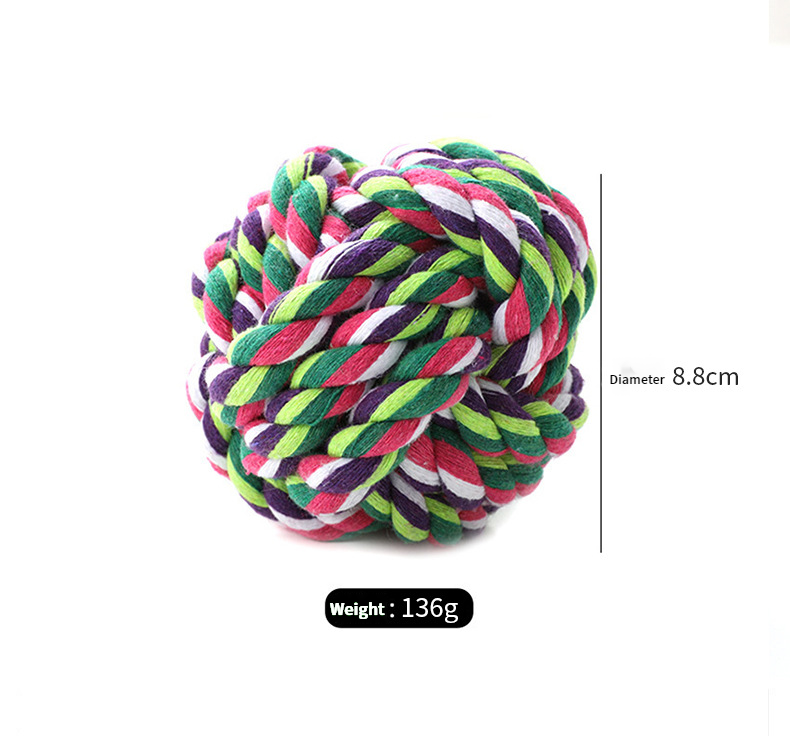 Durable Double Knot Cotton Rope Dog Chew Toy with Ball Fashionable Pet Chewing Toy for Aggressive Chewers Daily Use,U-ME PET LUV,Dog Rope Knot Chew Ball – Pull-Style Dual-Knot Cotton Toy