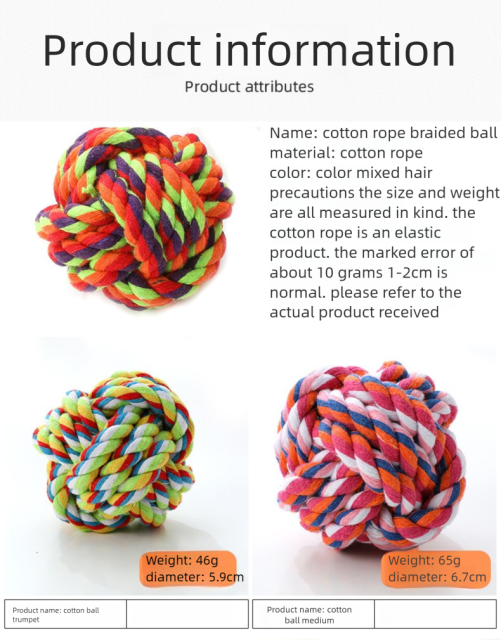 Durable Double Knot Cotton Rope Dog Chew Toy with Ball Fashionable Pet Chewing Toy for Aggressive Chewers Daily Use,U-ME PET LUV,Dog Rope Knot Chew Ball – Pull-Style Dual-Knot Cotton Toy
