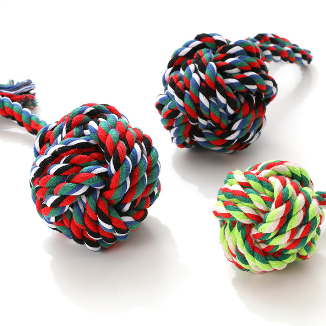 Durable Double Knot Cotton Rope Dog Chew Toy with Ball Fashionable Pet Chewing Toy for Aggressive Chewers Daily Use,U-ME PET LUV,Dog Rope Knot Chew Ball – Pull-Style Dual-Knot Cotton Toy