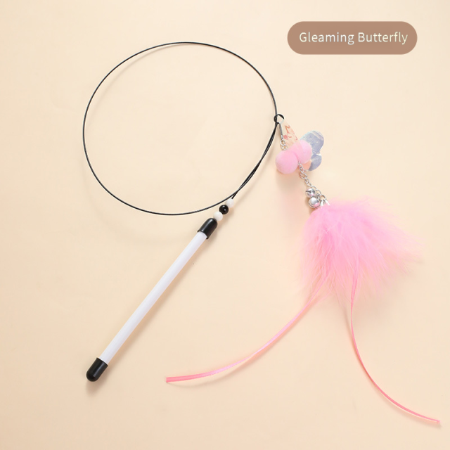 Manufacturer Direct Cat Dancing Wand - Self-Activating Bell Toy for Playtime,U-ME PET LUV,Feather Frenzy Jingle Wand - Interactive Cat Toy with Colorful Feathers & Bell