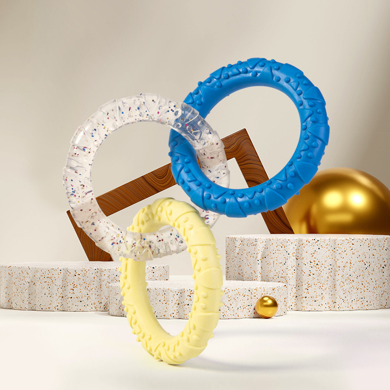 Tri-Color Interactive Chew-Proof Dog Chewer Ring - Durable Playtime Toy,U-ME PET LUV,Tri-Color Chew-Proof Dog Chewer Ring - Durable Playtime Toy