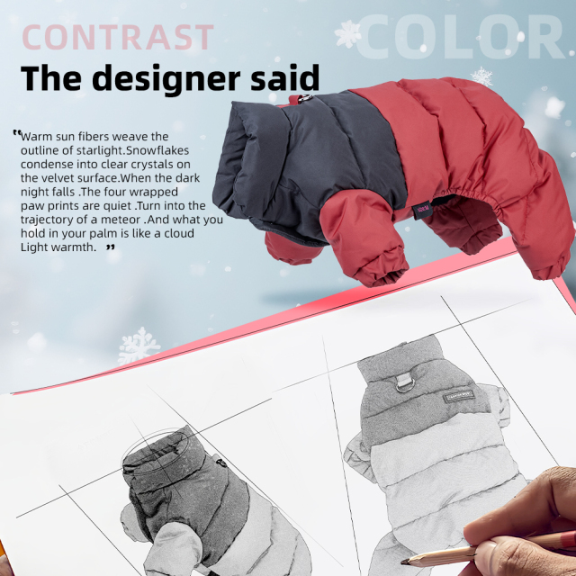 Wholesale of pet clothing for autumn and winter - Dog four - legged cotton - padded clothes with a stand - up collar, windproof, snow - proof, warm and comfortable dog cotton - padded jackets.,U-ME PET LUV,Wholesale of pet clothing for autumn and winter - Dog four - legged cotton - padded clothes with a stand - up collar, windproof, snow - proof, warm and comfortable dog cotton - padded jackets.