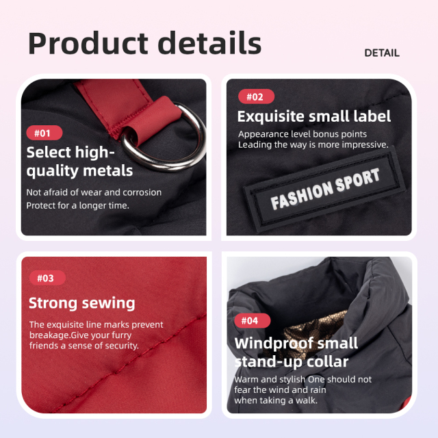 Wholesale of pet clothing for autumn and winter - Dog four - legged cotton - padded clothes with a stand - up collar, windproof, snow - proof, warm and comfortable dog cotton - padded jackets.,U-ME PET LUV,Wholesale of pet clothing for autumn and winter - Dog four - legged cotton - padded clothes with a stand - up collar, windproof, snow - proof, warm and comfortable dog cotton - padded jackets.