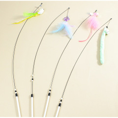 Manufacturer Direct Cat Dancing Wand - Self-Activating Bell Toy for Playtime,U-ME PET LUV,Feather Frenzy Jingle Wand - Interactive Cat Toy with Colorful Feathers & Bell
