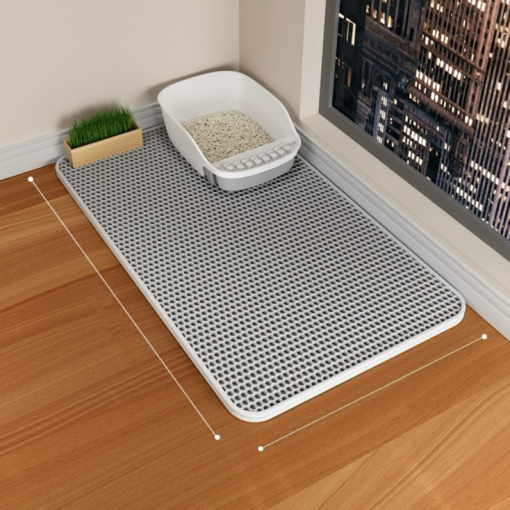 2-Layer Extra Large EVA Cat Litter Trapper Mat Washable Anti-Tracking Floor Protector,U-ME PET LUV,Breathable Rattan Cooling Pad - Summer Pet Bed for Dogs & Cats