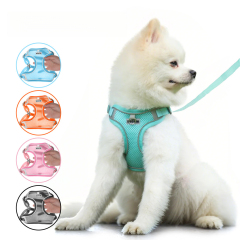 New Lightweight Super Breathable Reflective Dog Leash Quick-Drying Summer Strap Vest Button Closure Quick Release Fashion Style,U-ME PET LUV,Vest-Style Reflective Dog Harness & Breathable Lightweight Leash Set for Small Breeds – Outdoor Walking Safety Gear