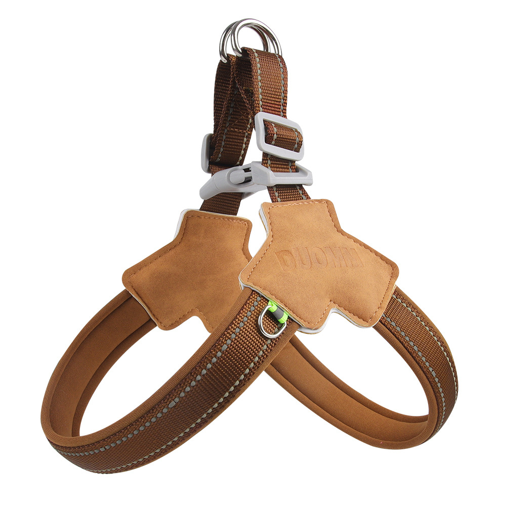Wholesale New Dog Chest Strap Saddle Breathable Reflective Pet Leash Button Closure Simple Cartoon Leather Cloth for Dog Walking,U-ME PET LUV,Suitable for Large and Medium-sized Dogs Saddle-style Breathable Anti-pull Harness