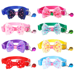 Striped Pattern Pet Bead Bow Collar with Bell Elegant Pet Jewelry Collar for Cat or Dog,U-ME PET LUV,Striped Pattern Pet Bead Bow Collar with Bell Elegant Pet Jewelry Collar for Cat or Dog