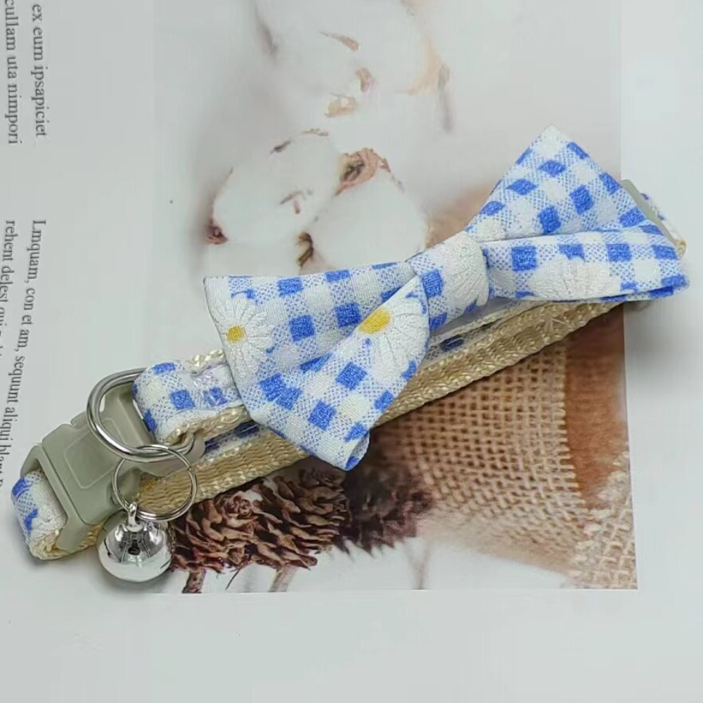 Manufacturer Wholesale Cross-Border Pet Training Accessories Small Dog Cat Plaid Chrysanthemum Bell Collar Bow Necklace Cartoon Animal,U-ME PET LUV,New Manufacturer's Cross-Border Pet Training Accessory Small Dog Cat Plaid Chrysanthemum Bell Collar Bow Necklace Cartoon Animal