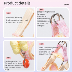 Luxurious Modern Cartoon-Style Anti-Break Dog Leash Soft Bow Sweet Wind Chest Strap Comfortable Ribbons Fashionable Breathable,U-ME PET LUV,Luxurious Modern Cartoon-Style Anti-Break Dog Leash Soft Bow Sweet Wind Chest Strap Comfortable Ribbons Fashionable Breathable