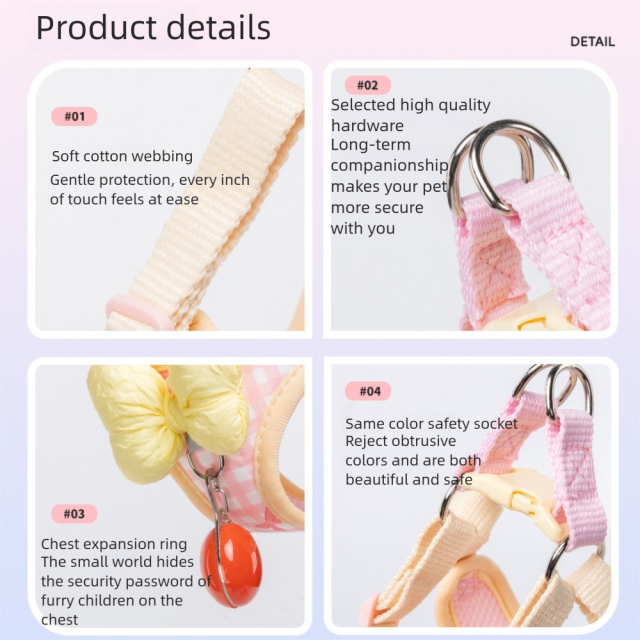 Luxurious Modern Cartoon-Style Anti-Break Dog Leash Soft Bow Sweet Wind Chest Strap Comfortable Ribbons Fashionable Breathable,U-ME PET LUV,Luxurious Modern Cartoon-Style Anti-Break Dog Leash Soft Bow Sweet Wind Chest Strap Comfortable Ribbons Fashionable Breathable