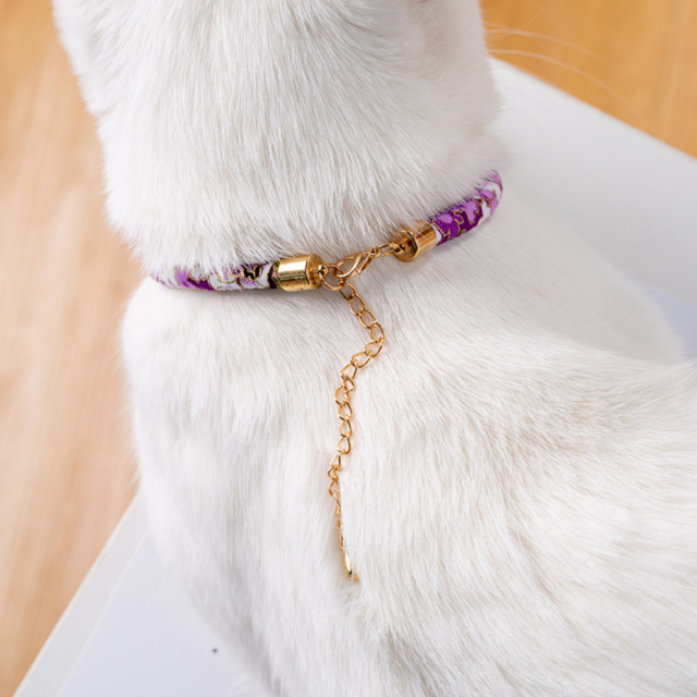 Elegant Luxury Cat and Dog Collar Personalized with Elegant Ribbons and Print Polyester Cotton Bell Decor Pet Supplies,U-ME PET LUV,Elegant Luxury Cat and Dog Collar Personalized with Elegant Ribbons and Print Polyester Cotton Bell Decor Pet Supplies