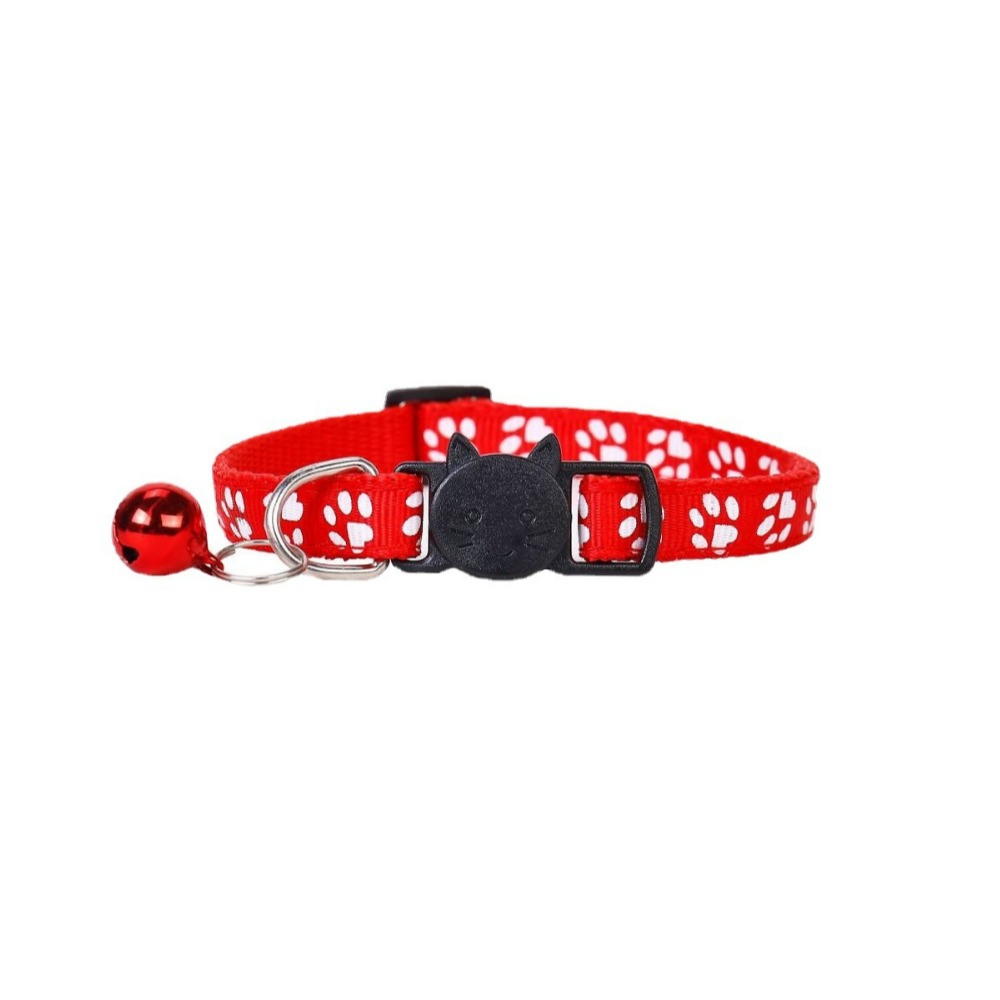 Luxury Simple Style Pet Cat Collar with Button Personalized Footprint & Head Button Safety Ribbon Color Bell for Cats,U-ME PET LUV,Luxury Simple Style Pet Cat Collar with Button Personalized Footprint & Head Button Safety Ribbon Color Bell for Cats