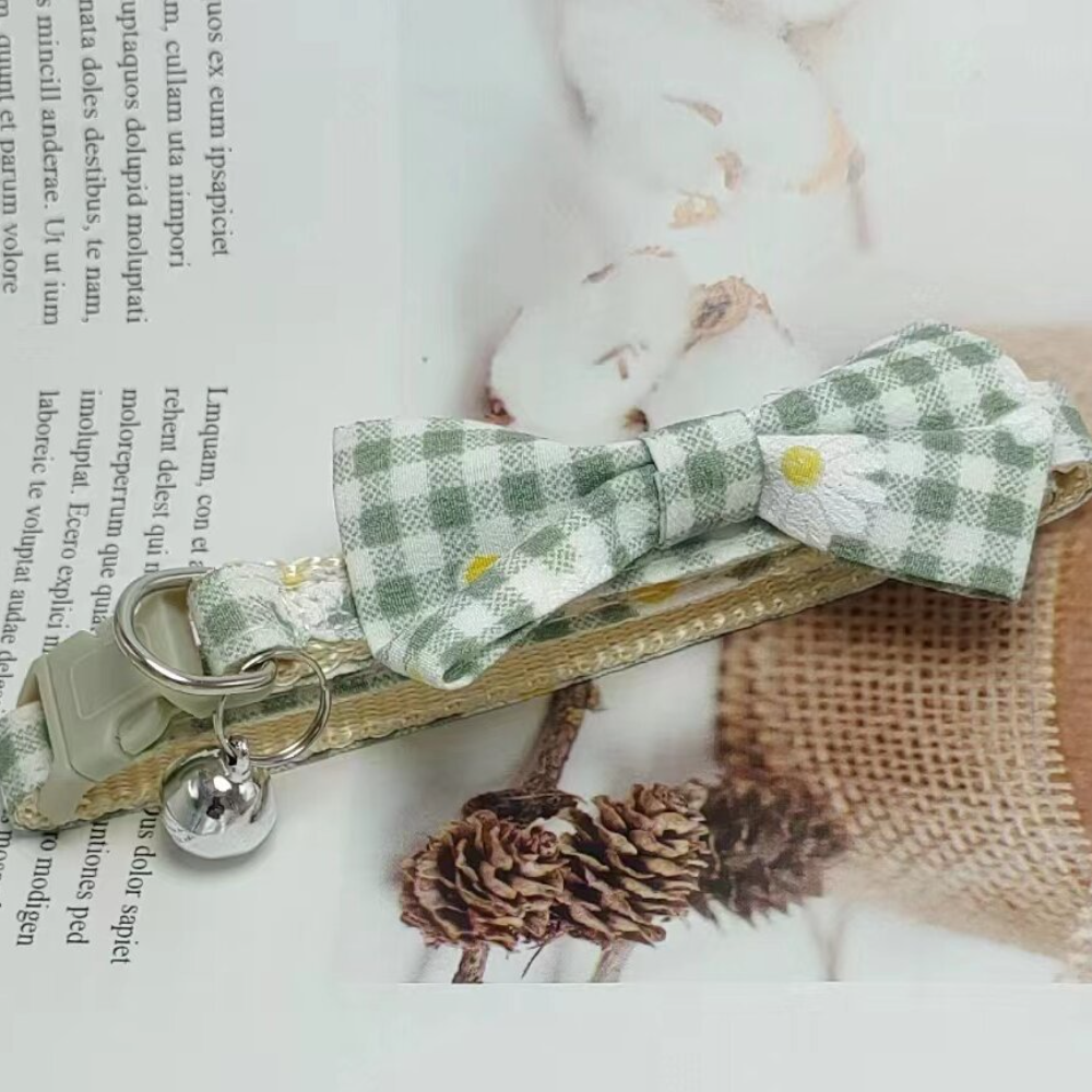 Manufacturer Wholesale Cross-Border Pet Training Accessories Small Dog Cat Plaid Chrysanthemum Bell Collar Bow Necklace Cartoon Animal,U-ME PET LUV,New Manufacturer's Cross-Border Pet Training Accessory Small Dog Cat Plaid Chrysanthemum Bell Collar Bow Necklace Cartoon Animal