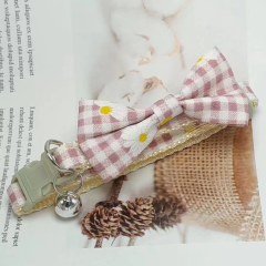 Manufacturer Wholesale Cross-Border Pet Training Accessories Small Dog Cat Plaid Chrysanthemum Bell Collar Bow Necklace Cartoon Animal,U-ME PET LUV,New Manufacturer's Cross-Border Pet Training Accessory Small Dog Cat Plaid Chrysanthemum Bell Collar Bow Necklace Cartoon Animal