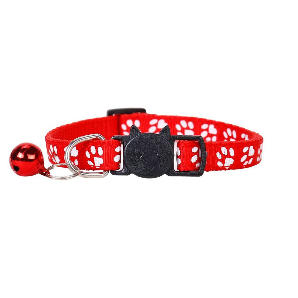 Luxury Simple Style Pet Cat Collar with Button Personalized Footprint & Head Button Safety Ribbon Color Bell for Cats,U-ME PET LUV,Luxury Simple Style Pet Cat Collar with Button Personalized Footprint & Head Button Safety Ribbon Color Bell for Cats