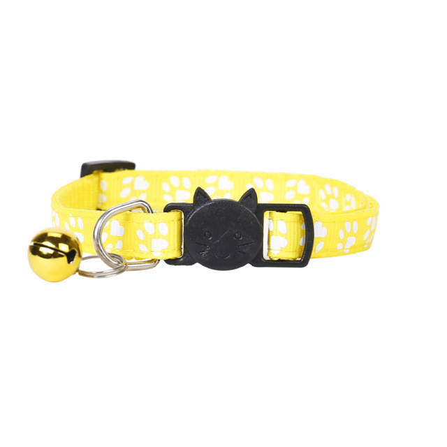 Luxury Simple Style Pet Cat Collar with Button Personalized Footprint & Head Button Safety Ribbon Color Bell for Cats,U-ME PET LUV,Luxury Simple Style Pet Cat Collar with Button Personalized Footprint & Head Button Safety Ribbon Color Bell for Cats
