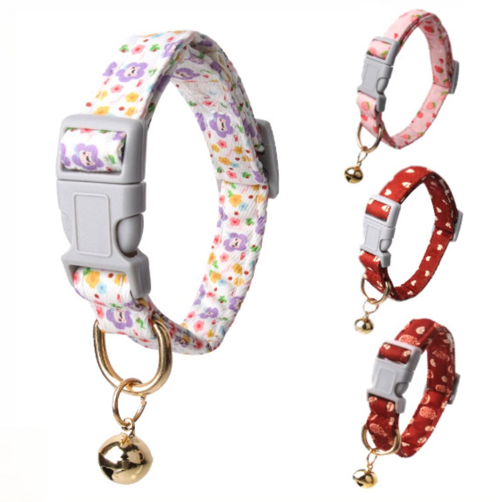 Small Floral Print Cat Puppy Wind Collar Cute Classic Bell Anti-Lost Pet Accessory Handmade Polyester Personalized,U-ME PET LUV,Small Floral Print Cat Puppy Wind Collar Cute Classic Bell Anti-Lost Pet Accessory Handmade Polyester Personalized