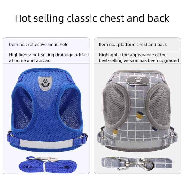 Lightweight Reflective Dog Harness for Small Dogs Breathable Mesh Puppy Vest with Leash Set Night Safety Fashion Pet Supplies,U-ME PET LUV,Lightweight Reflective Dog Harness for Small Dogs Breathable Mesh Puppy Vest with Leash Set Night Safety Fashion Pet Supplies