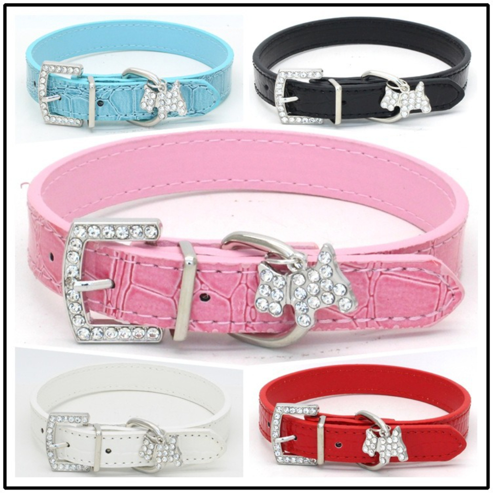 Western-Style Solid Pattern Rhinestone Pet Collar with Pendant for Small Dogs Cats PU Leather Drill Lovely Style Training Leash,U-ME PET LUV,Western-Style Solid Pattern Rhinestone Pet Collar with Pendant for Small Dogs Cats PU Leather Drill Lovely Style Training Leash