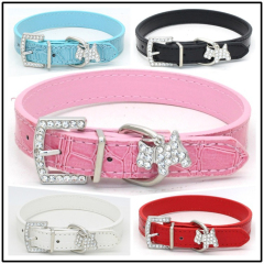 Western-Style Solid Pattern Rhinestone Pet Collar with Pendant for Small Dogs Cats PU Leather Drill Lovely Style Training Leash,U-ME PET LUV,Western-Style Solid Pattern Rhinestone Pet Collar with Pendant for Small Dogs Cats PU Leather Drill Lovely Style Training Leash