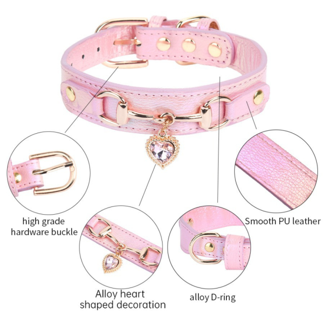 Small and Medium Dog & Cat Collar with Love Rhinestone Jewelry PU Leather & Pet Accessories Wholesale Leash Type Collar,U-ME PET LUV,Small and Medium Dog & Cat Collar with Love Rhinestone Jewelry PU Leather & Pet Accessories Wholesale Leash Type Collar
