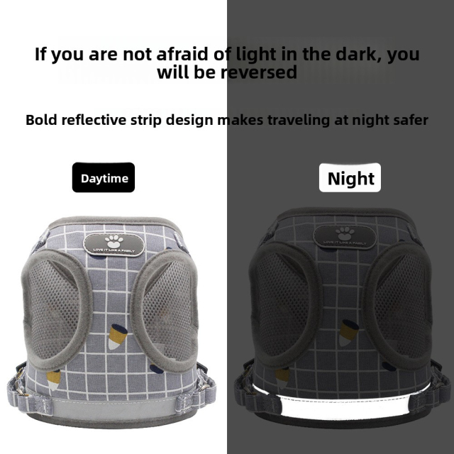 Wholesale Solid Striped Pattern Pet Vest Dog Cat Harness with Breathable Fashion Style Reflective Anti-Break Button Closure Cat Leash for Dog and Cat,U-ME PET LUV,Wholesale Solid Striped Pattern Pet Vest with Breathable Fashion Style Reflective Anti-Break Button Closure Cat Leash for Dog and Cat