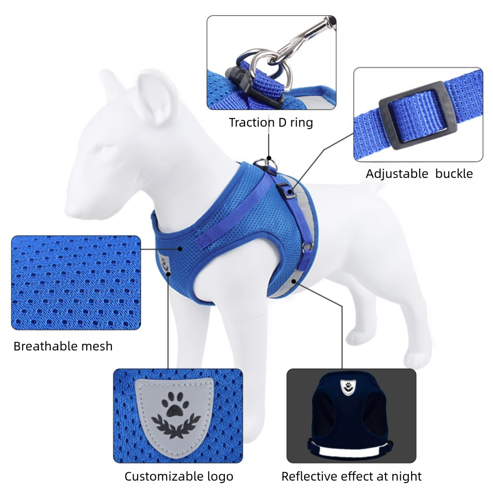 Lightweight Reflective Dog Harness for Small Dogs Breathable Mesh Puppy Vest with Leash Set Night Safety Fashion Pet Supplies,U-ME PET LUV,Lightweight Reflective Dog Harness for Small Dogs Breathable Mesh Puppy Vest with Leash Set Night Safety Fashion Pet Supplies
