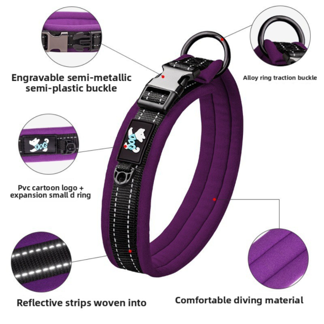 Adjustable Size Space Cotton Breathable Pet Collar with Night Reflective Ribbon Tactical Style Training Leash with Lights,U-ME PET LUV,Adjustable Size Space Cotton Breathable Pet Collar with Night Reflective Ribbon Tactical Style Training Leash with Lights