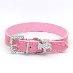 Western-Style Solid Pattern Rhinestone Pet Collar with Pendant for Small Dogs Cats PU Leather Drill Lovely Style Training Leash,U-ME PET LUV,Western-Style Solid Pattern Rhinestone Pet Collar with Pendant for Small Dogs Cats PU Leather Drill Lovely Style Training Leash