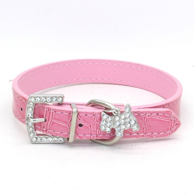 Western-Style Solid Pattern Rhinestone Pet Collar with Pendant for Small Dogs Cats PU Leather Drill Lovely Style Training Leash,U-ME PET LUV,Western-Style Solid Pattern Rhinestone Pet Collar with Pendant for Small Dogs Cats PU Leather Drill Lovely Style Training Leash
