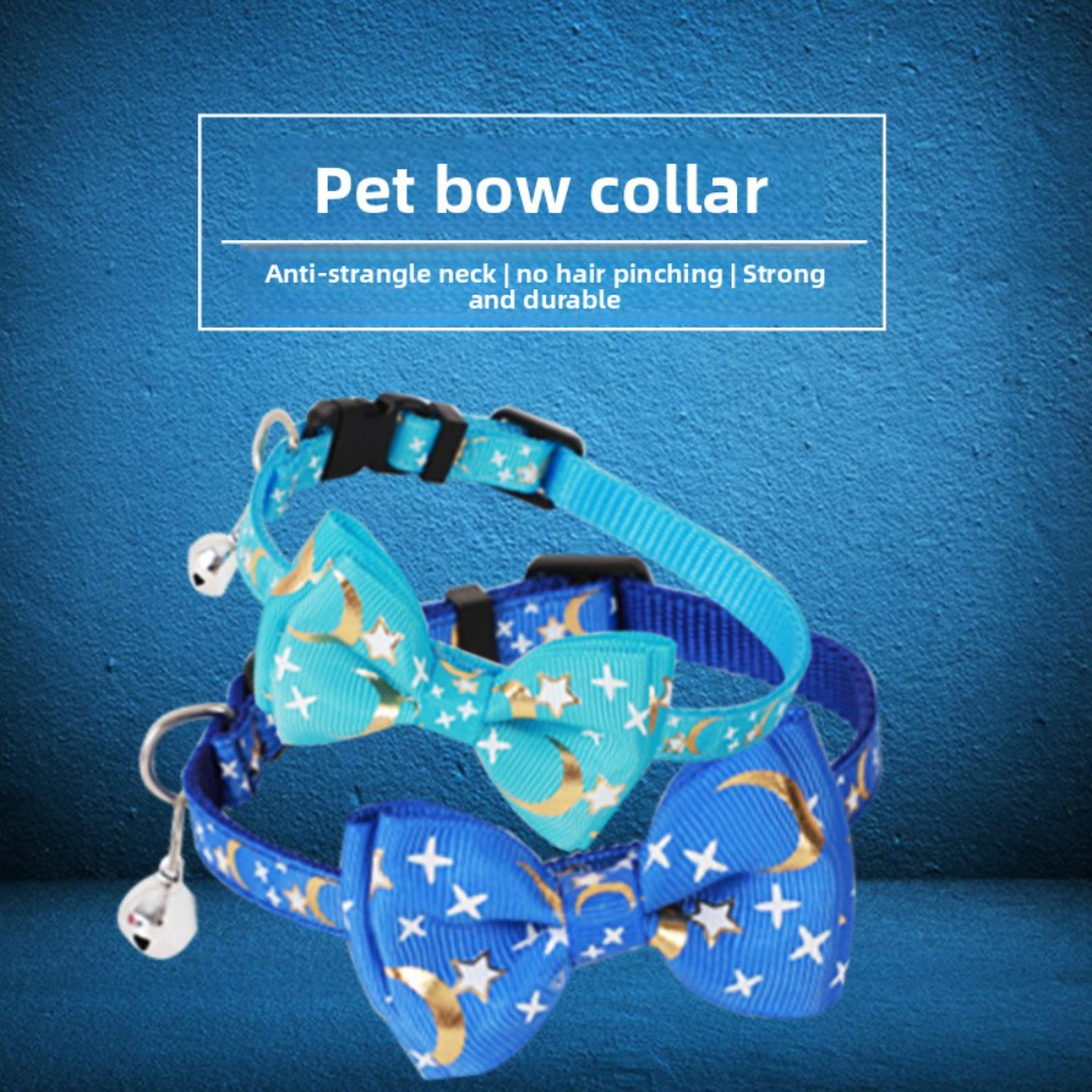 New Luxury Cat Dog Collar Bronzed Ribbon Bow Star Moon Pattern Soft Polyester Material Quick Release Feature Cute Cartooney,U-ME PET LUV,New Luxury Cat Dog Collar Bronzed Ribbon Bow Star Moon Pattern Soft Polyester Material Quick Release Feature Cute Cartooney