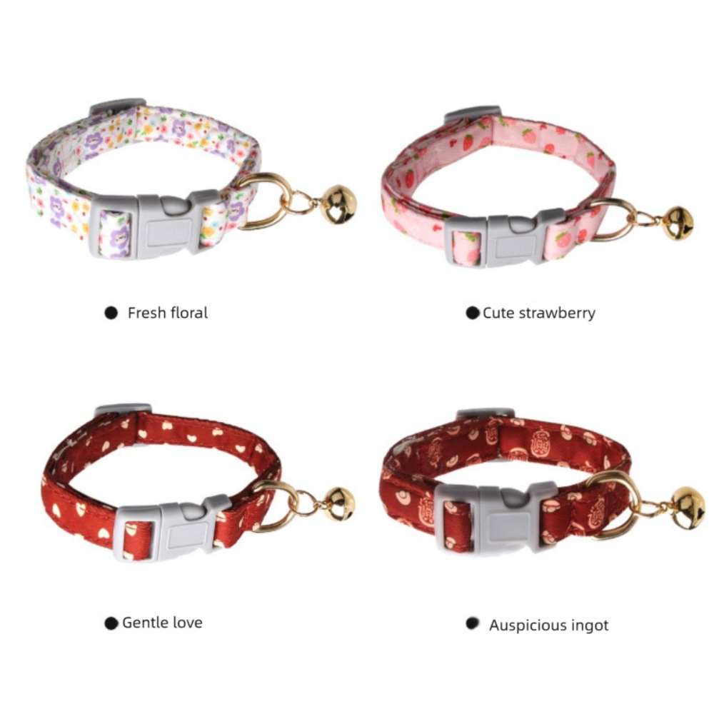 Small Floral Print Cat Puppy Wind Collar Cute Classic Bell Anti-Lost Pet Accessory Handmade Polyester Personalized,U-ME PET LUV,Small Floral Print Cat Puppy Wind Collar Cute Classic Bell Anti-Lost Pet Accessory Handmade Polyester Personalized